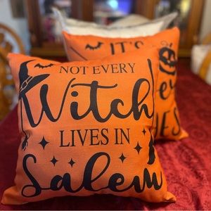 2 throw pillows Halloween 18”x 18”
